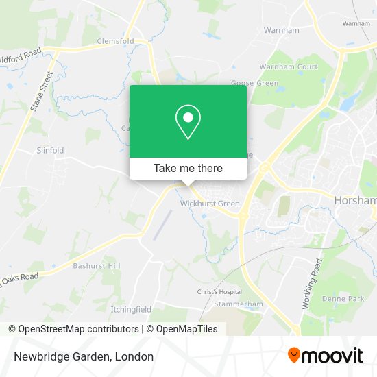 How to get to Newbridge Garden in Horsham (Town) by bus or train?