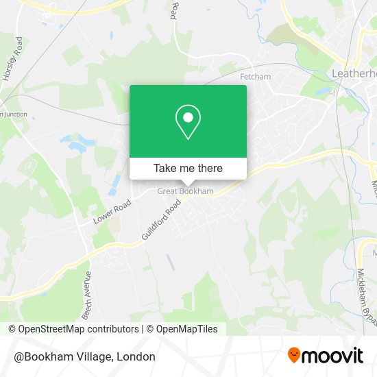 How to get to Bookham Village in Great Bookham by Bus or Train?