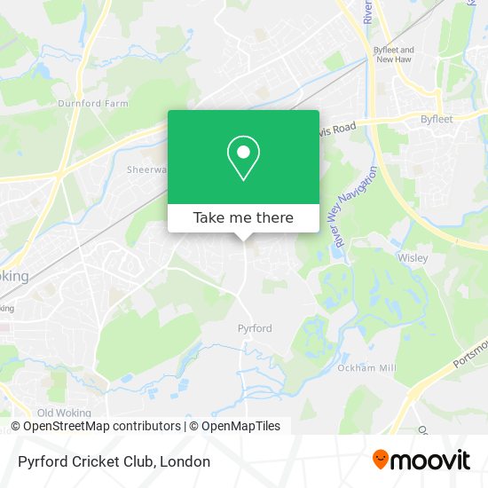 How to get to Pyrford Cricket Club in Woking by bus or train?