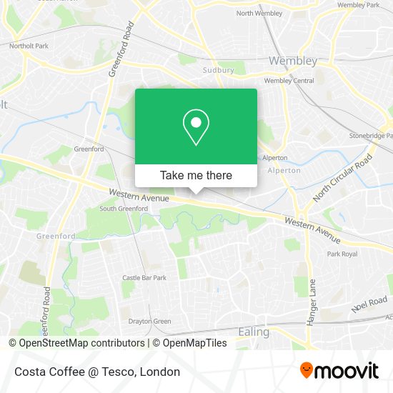 How to get to Costa Coffee Tesco in Perivale by Bus, Tube or Train?
