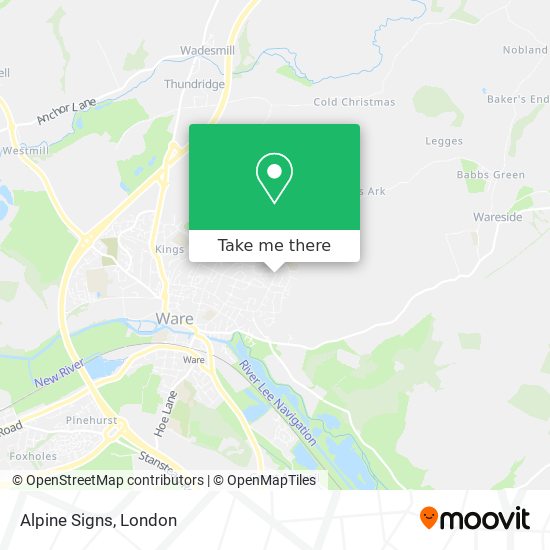 How to get to Alpine Signs in Ware by Bus or Train?
