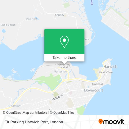 How to get to Tir Parking Harwich Port in Tendring by Bus, Train or Tube?