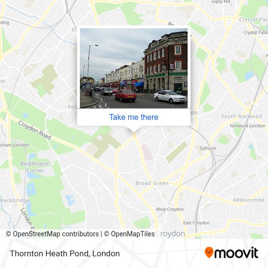 How to get to Thornton Heath Pond in Broad Green by bus, train or Tramlink?
