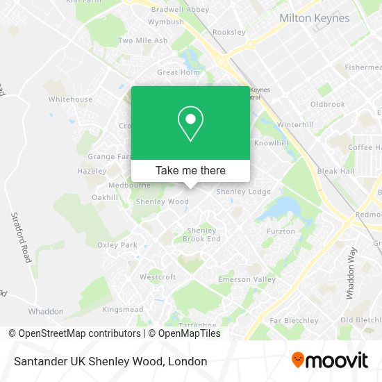 How to get to Santander UK Shenley Wood in Milton Keynes by bus or train?
