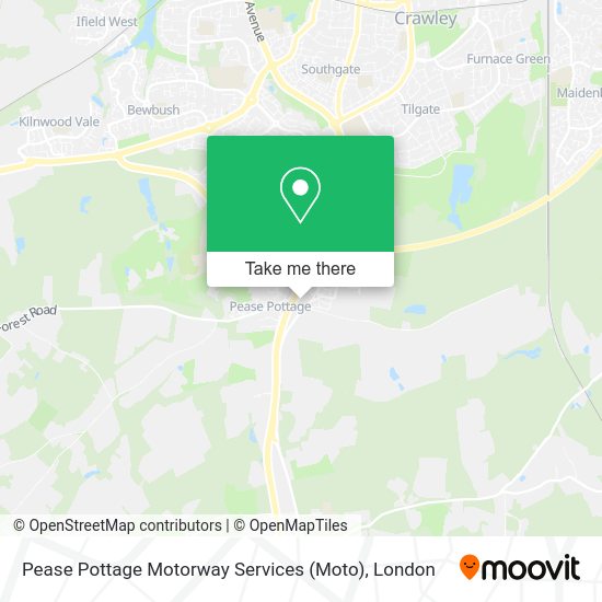 How to get to Pease Pottage Motorway Services in Mid Sussex by bus or