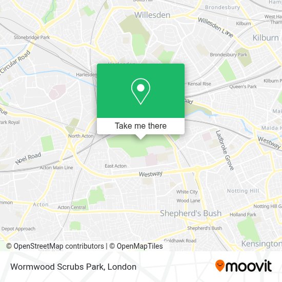 How to get to Wormwood Scrubs Park in Acton by bus, Tube or train?