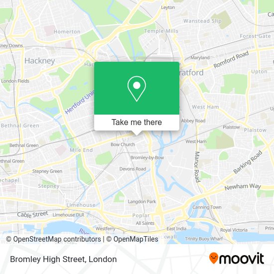 How to get to Bromley High Street in Bromley By Bow by bus, train or Tube?