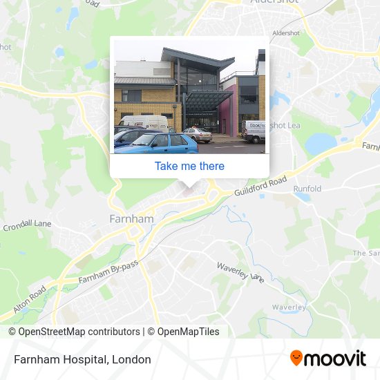 How to get to Farnham Hospital in Waverley by train or bus?
