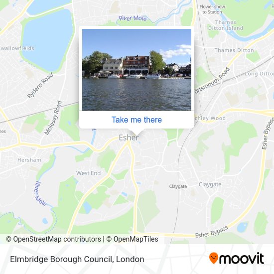 How to get to Elmbridge Borough Council by bus or train?