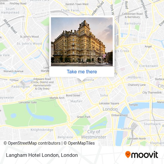 How to get to Langham Hotel London in Marylebone by Tube, bus or train?