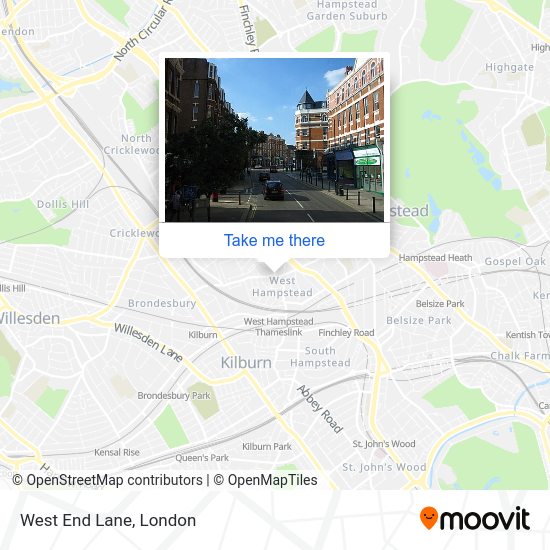 How to get to West End Lane in West Hampstead by bus, train or Tube?