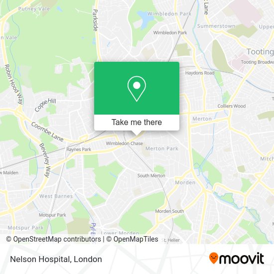 How to get to Nelson Hospital in Wimbledon by bus, train, Tube or Tramlink?