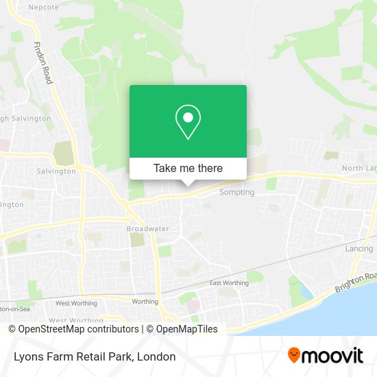 How to get to Lyons Farm Retail Park in Worthing by bus or train?