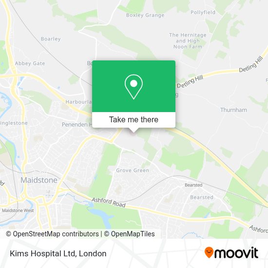 How to get to Kims Hospital Ltd in Maidstone by Bus or Train