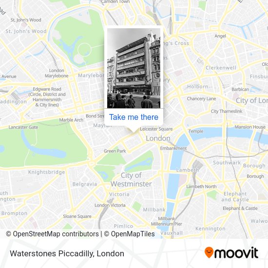 How to get to Waterstones Piccadilly in Soho by bus, Tube or train?