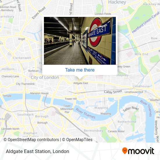 How to get to Aldgate East Station in Whitechapel by bus, Tube or train?