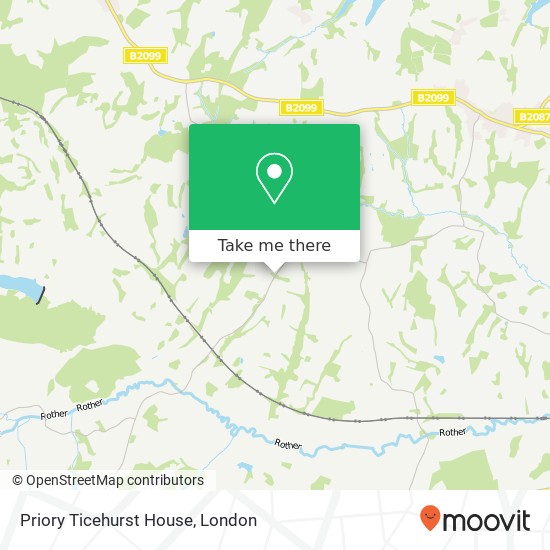 How to get to Priory Ticehurst House in Rother by train or bus?