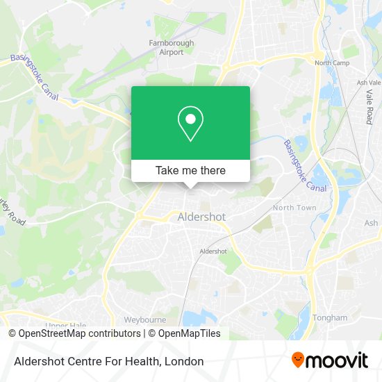 How to get to Aldershot Centre For Health in Rushmoor by train or bus?