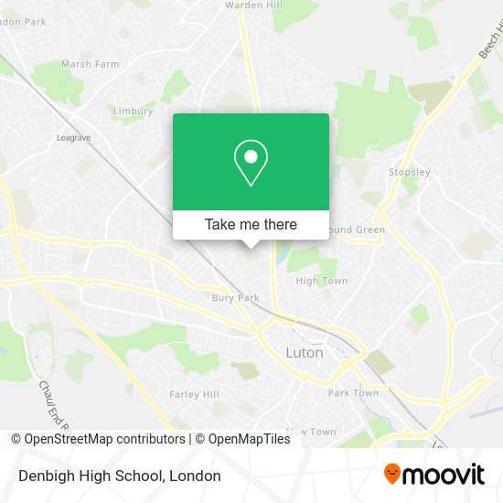 How to get to Denbigh High School in Luton by bus or train?