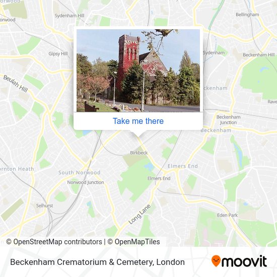 How to get to Beckenham Crematorium & Cemetery in Anerley by bus, train