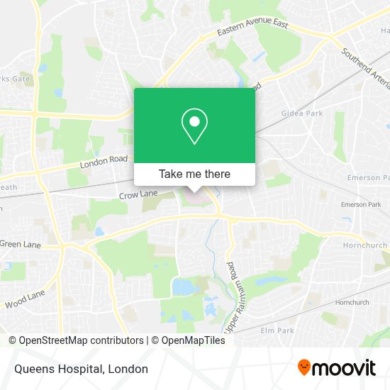 How to get to Queens Hospital in Romford by bus, train, Tube or DLR?