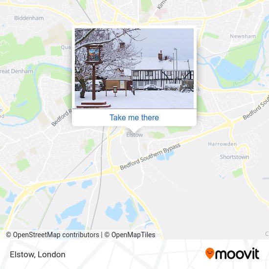 How to get to Elstow in Bedford by bus or train?