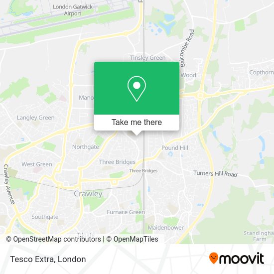 How to get to Tesco Extra in Crawley by bus or train?