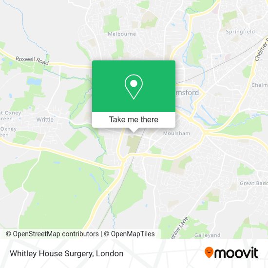 How to get to Whitley House Surgery in Chelmsford by bus or train?