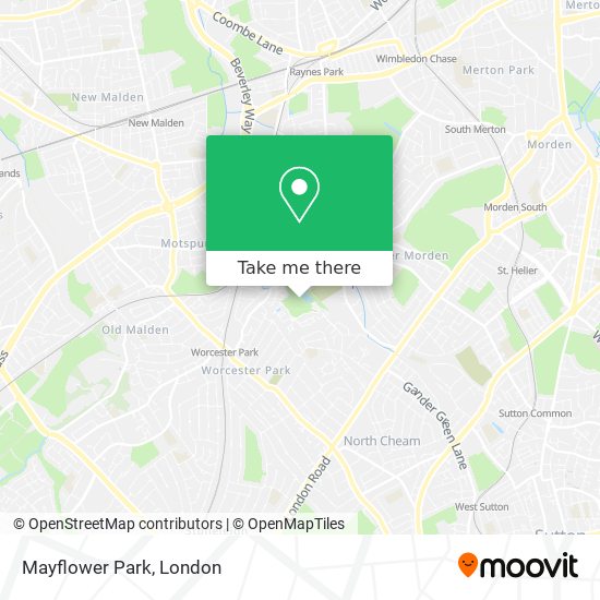 How to get to Mayflower Park in Worcester Park by Bus, Train, Tube or