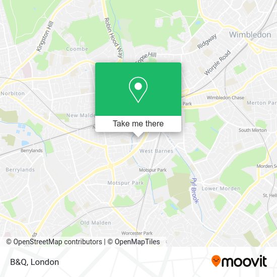 How to get to B&Q in New Malden by bus, train, Tube or Tramlink?