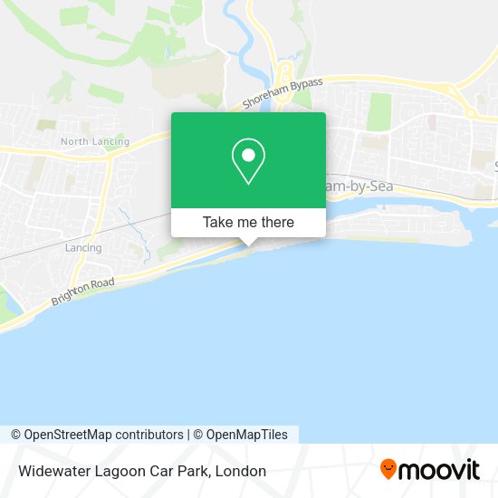 How to get to Widewater Lagoon Car Park in Adur by bus or train?