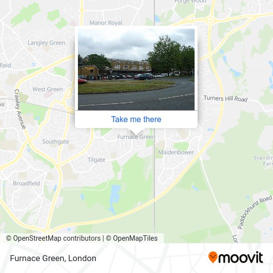 How to get to Furnace Green in Crawley by bus or train?