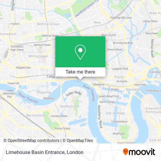 How to get to Limehouse Basin Entrance in London by Bus, Tube, DLR or