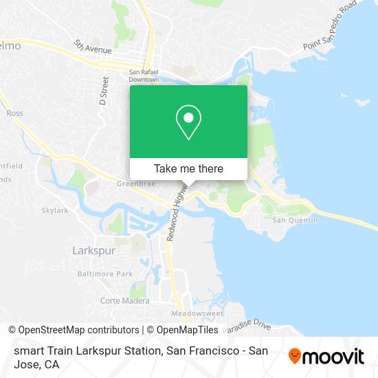 How to get to smart Train Larkspur Station by bus, ferry or light rail?