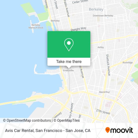 How to get to Avis Car Rental in Emeryville by bus, BART, train, light