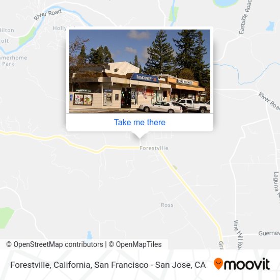 How to get to Forestville, California by bus or train?