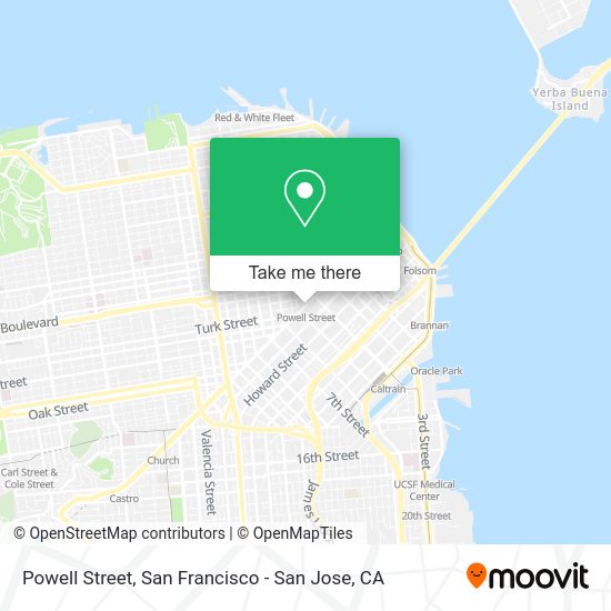 How to get to Powell Street in San Francisco by bus, BART or train?