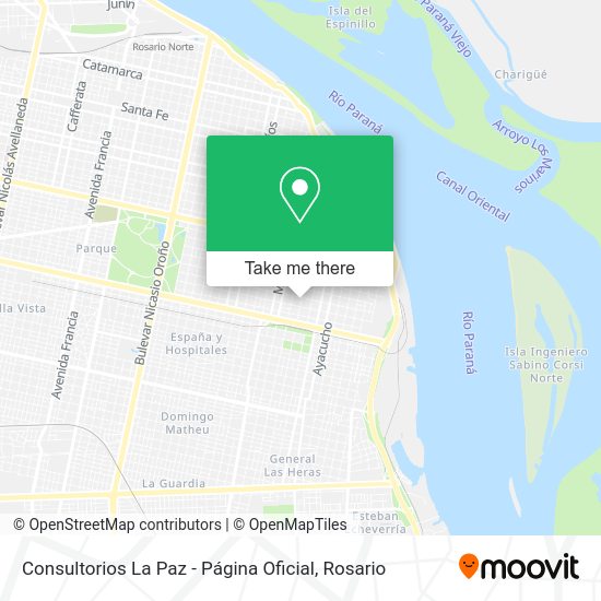 How to get to Consultorios La Paz Página Oficial in Rosario by Colectivo?