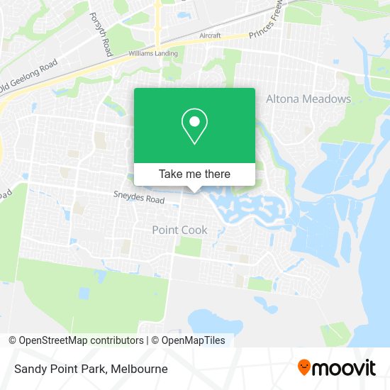 How to get to Sandy Point Park in Point Cook by Bus or Train?