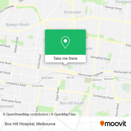 How to get to Box Hill Hospital by bus, train or tram?