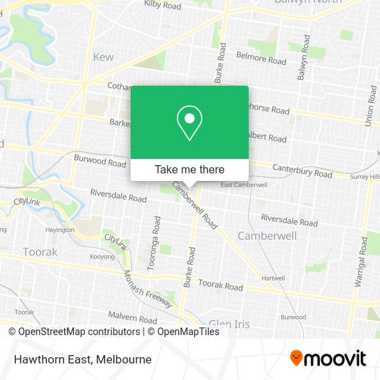 How to get to Hawthorn East by bus, tram or train?