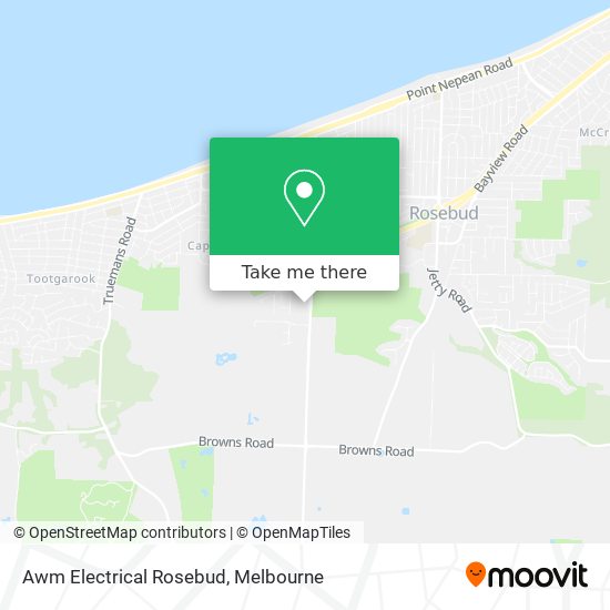 How to get to Awm Electrical Rosebud in Rosebud West Bal by Bus or Train?