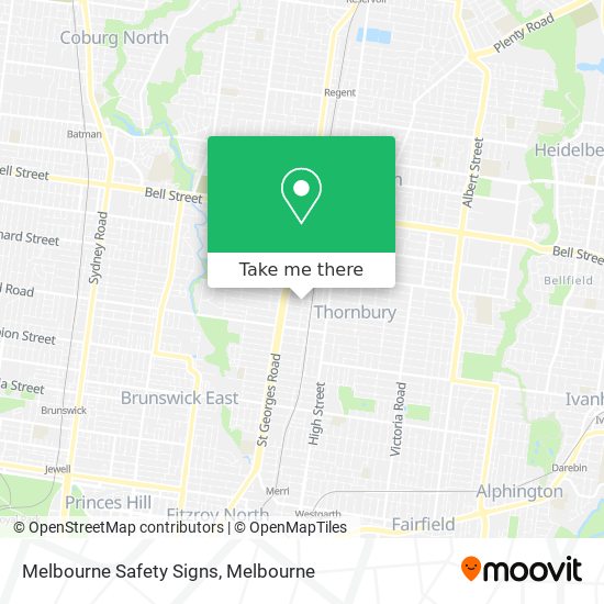How to get to Melbourne Safety Signs in Thornbury by Bus, Train or Tram?