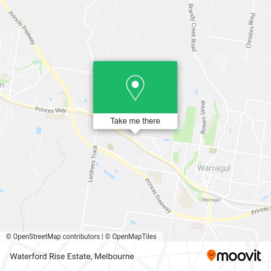 How to get to Waterford Rise Estate in Warragul by train or bus?