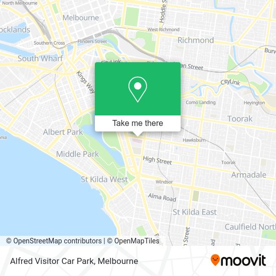 How to get to Alfred Visitor Car Park in Melbourne by Bus, Train or Tram?