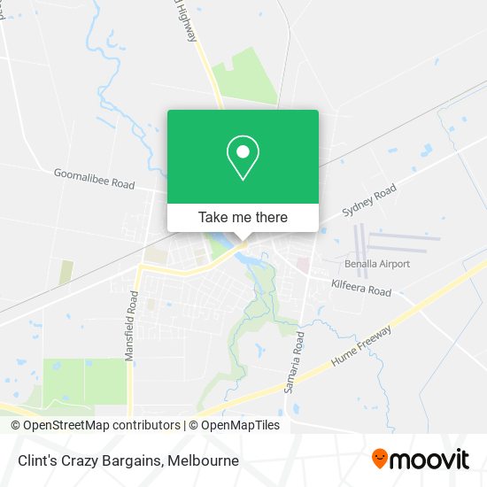 How to get to Clint's Crazy Bargains in Benalla by Bus or Train?