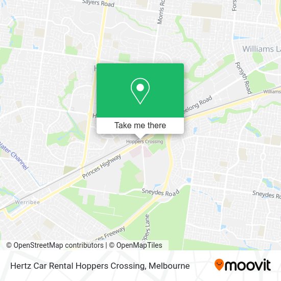 How to get to Hertz Car Rental Hoppers Crossing in Werribee by train or