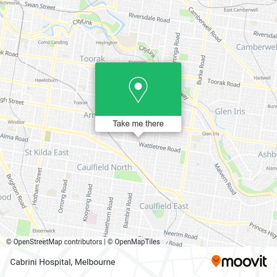 How to get to Cabrini Hospital in Malvern by tram, bus or train?