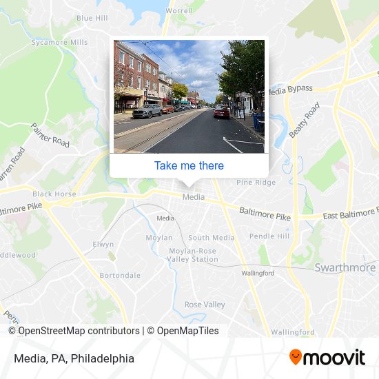 How to get to Media, PA by bus, light rail or train?