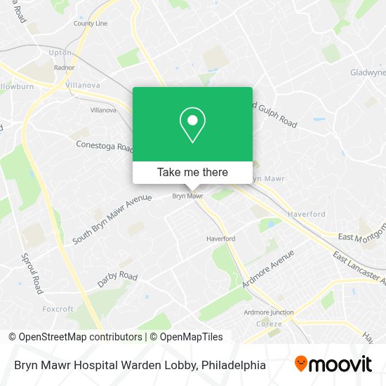 How to get to Bryn Mawr Hospital Warden Lobby in Radnor by bus, subway